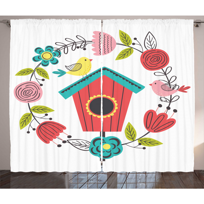 Winged Animals Nest Art Curtain