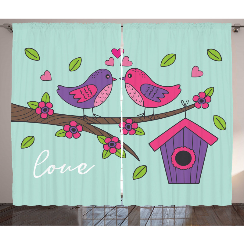 Valentines Love Flowers Curtain