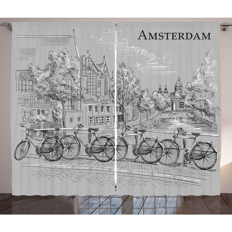 Bicycles by the Canal Curtain