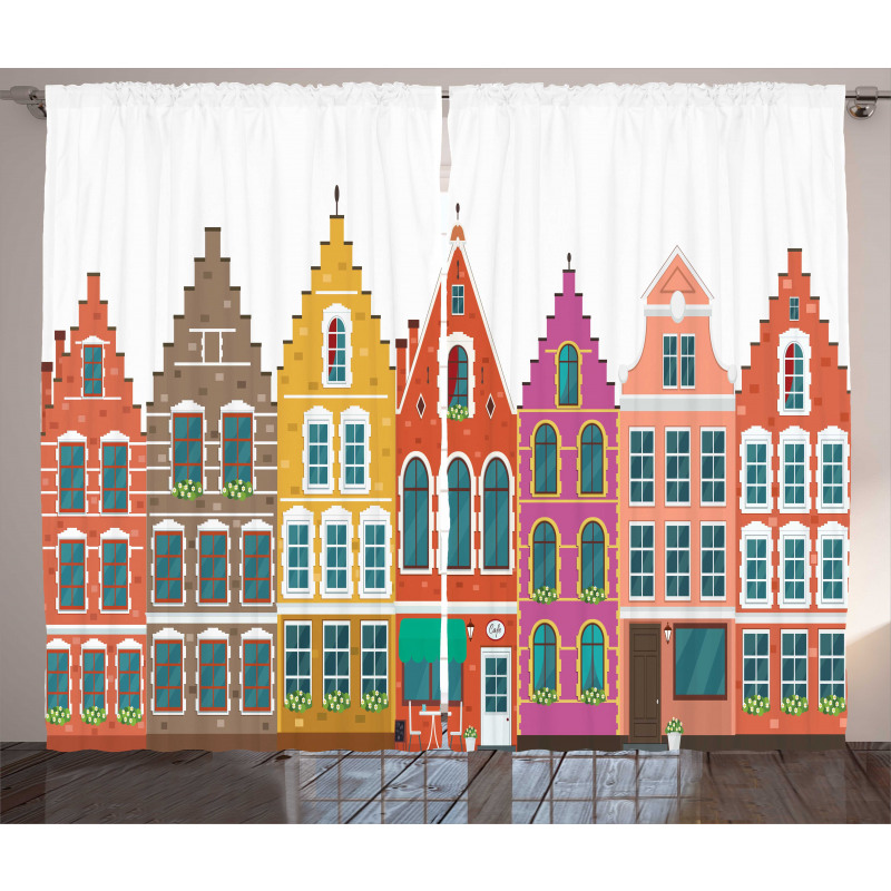 European Colorful Houses Curtain