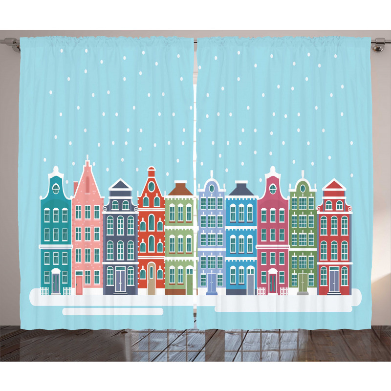 Snowy Town in Holland Curtain