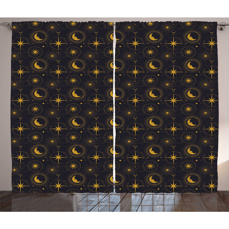 Crescent in Mystical Night Curtain