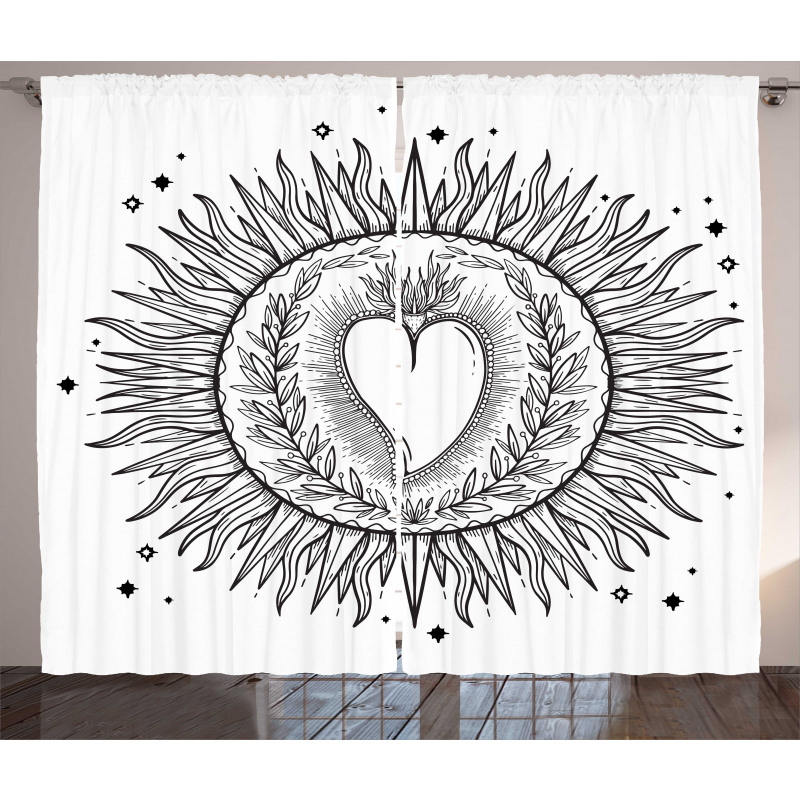 Sun with Heart Art Curtain