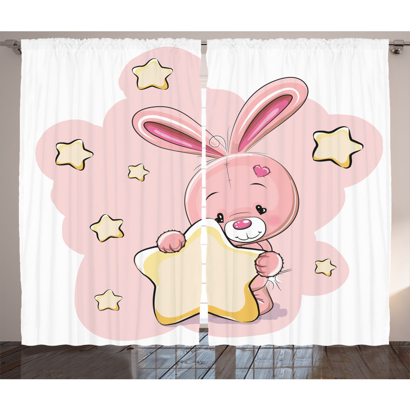 Rabbit Bunny with a Star Curtain