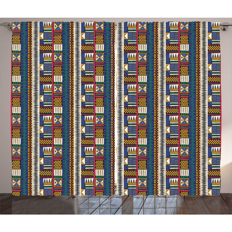 Tribal Motifs Vibrant Colors Curtain