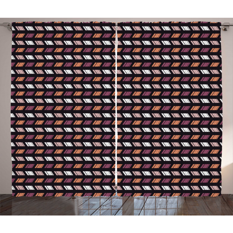 Colorful Hatched Squares Art Curtain