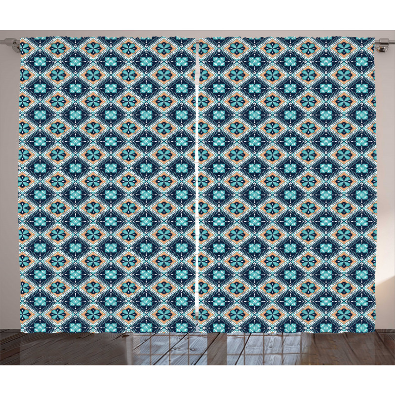 Flower Motif Squares Curtain