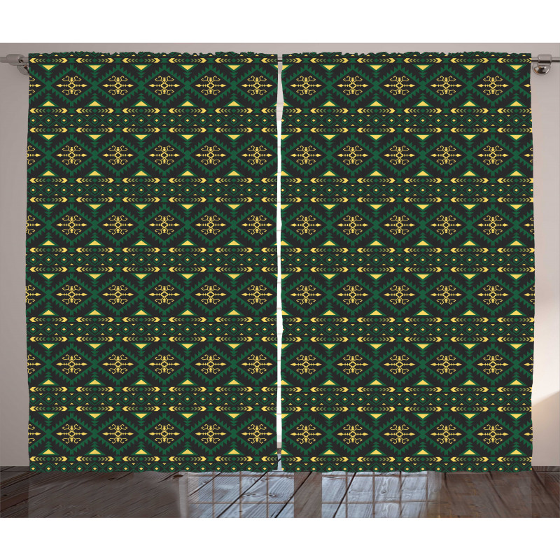 Tribal Motifs and Shapes Print Curtain