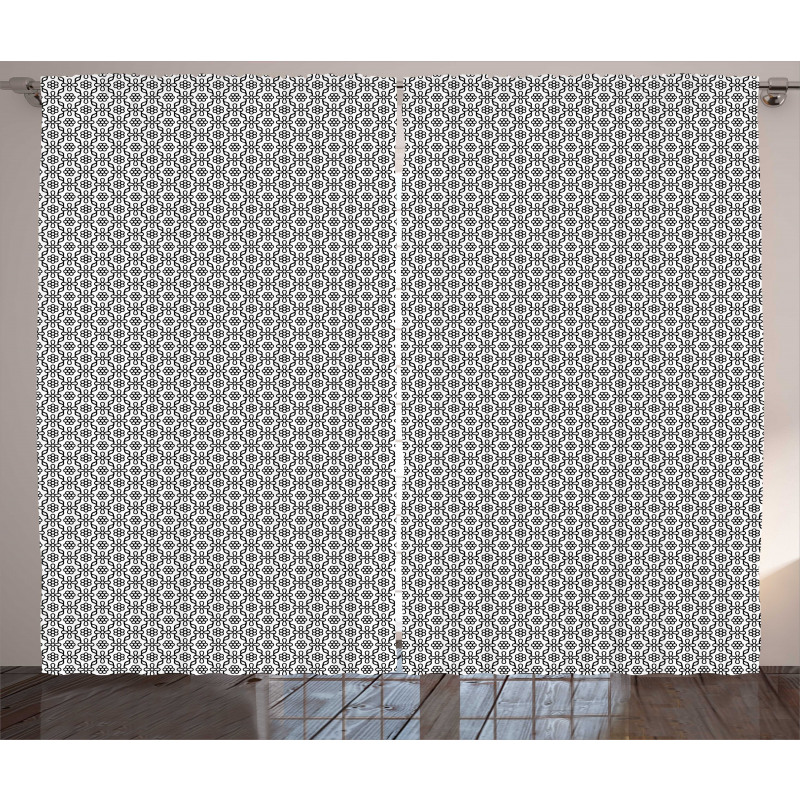 Monochrome Style Flower Curtain