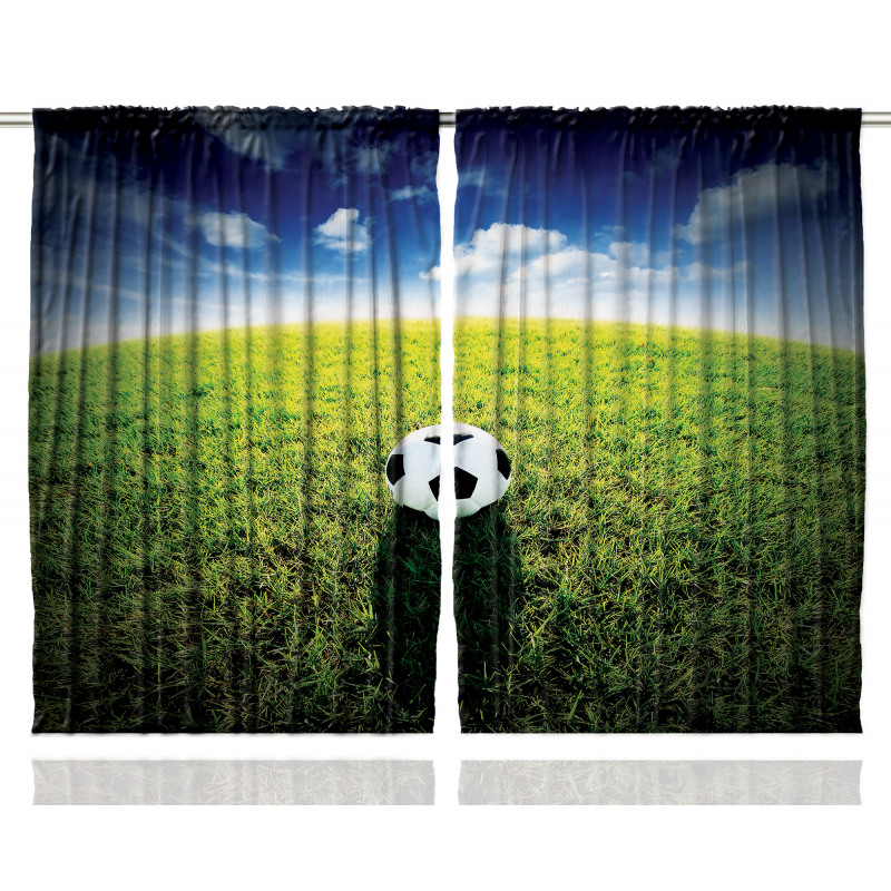 Soccer Ball on a Grassy Hill Curtain