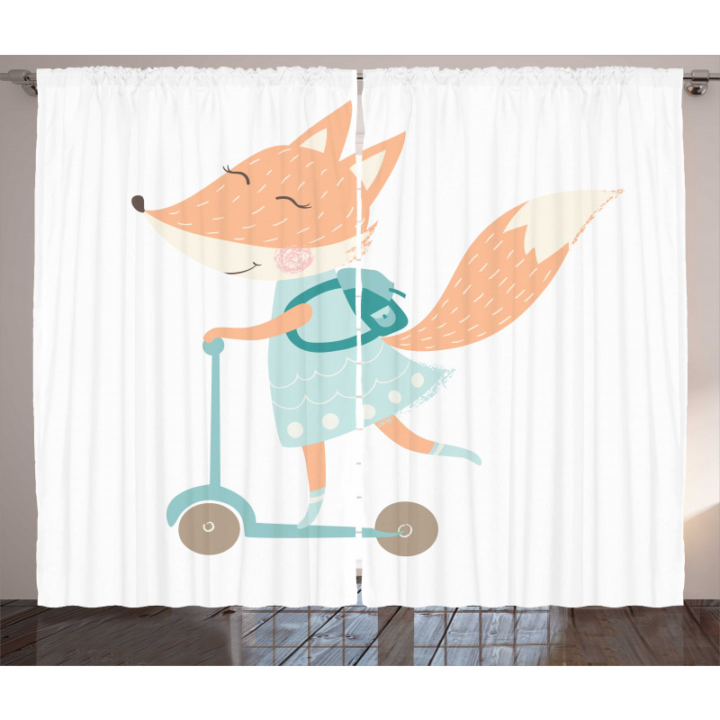 Happy Animal and Bag on Scooter Curtain