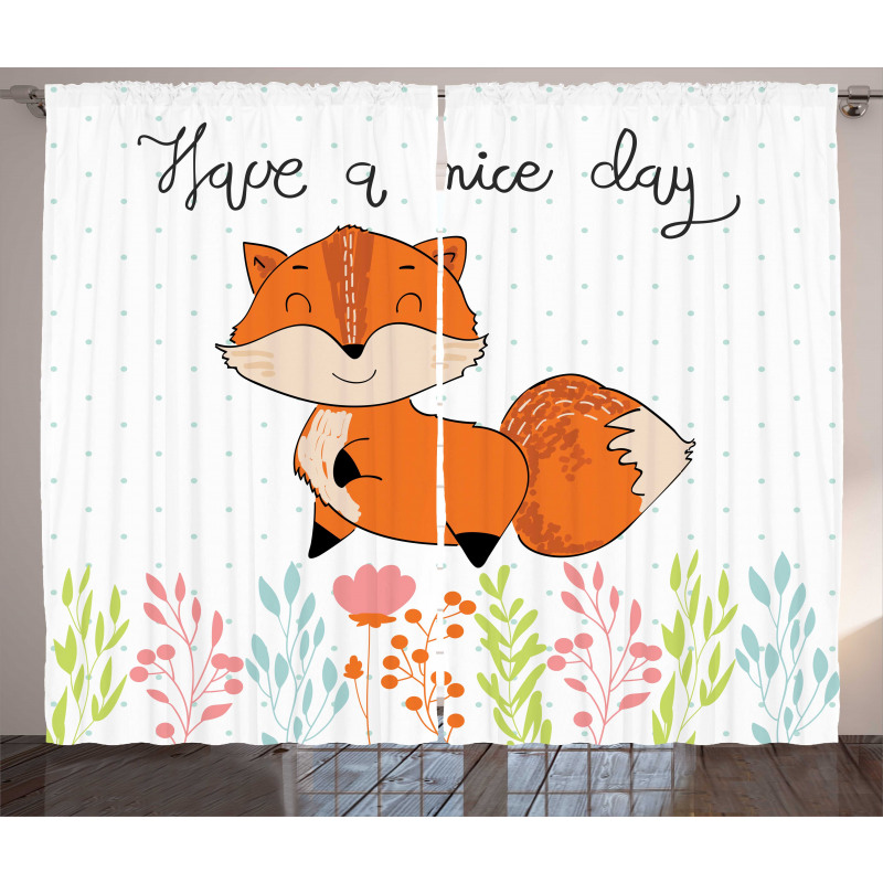 Have a Nice Day Wording Animal Curtain