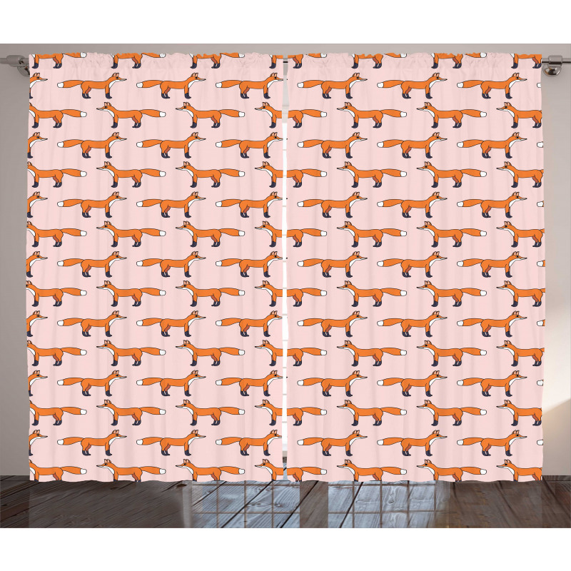 Cartoon Smiling Animal Pattern Curtain