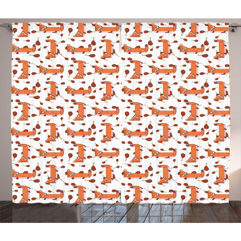 Cartoon Pattern Meat and Animal Curtain