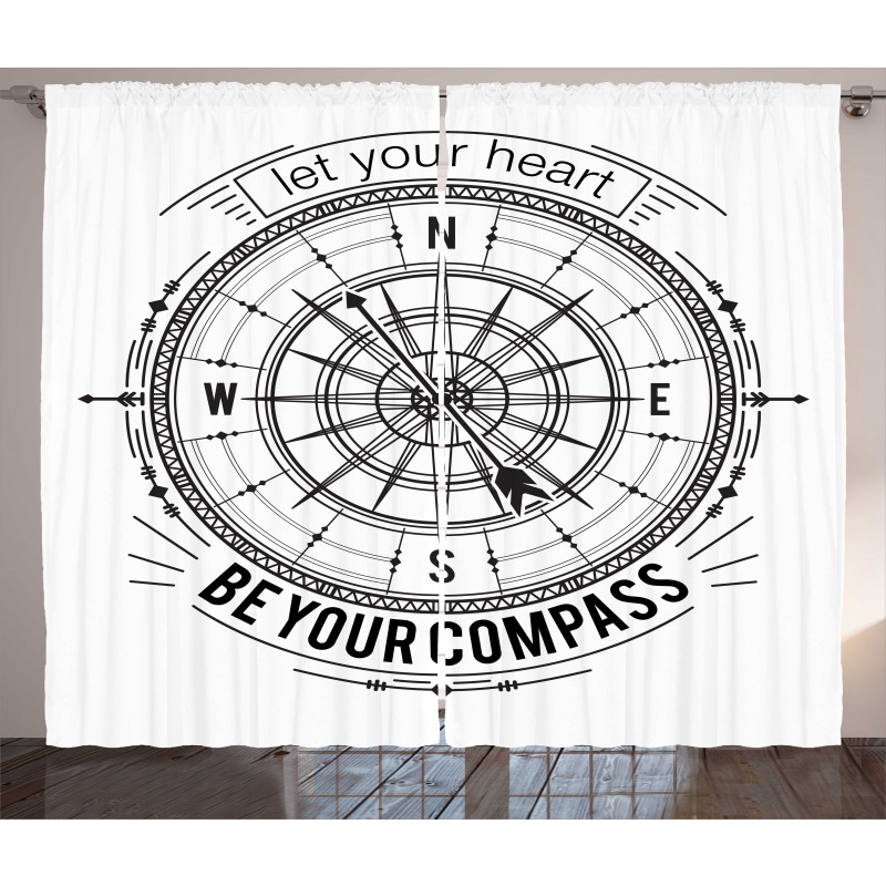Monochrome Compass Curtain
