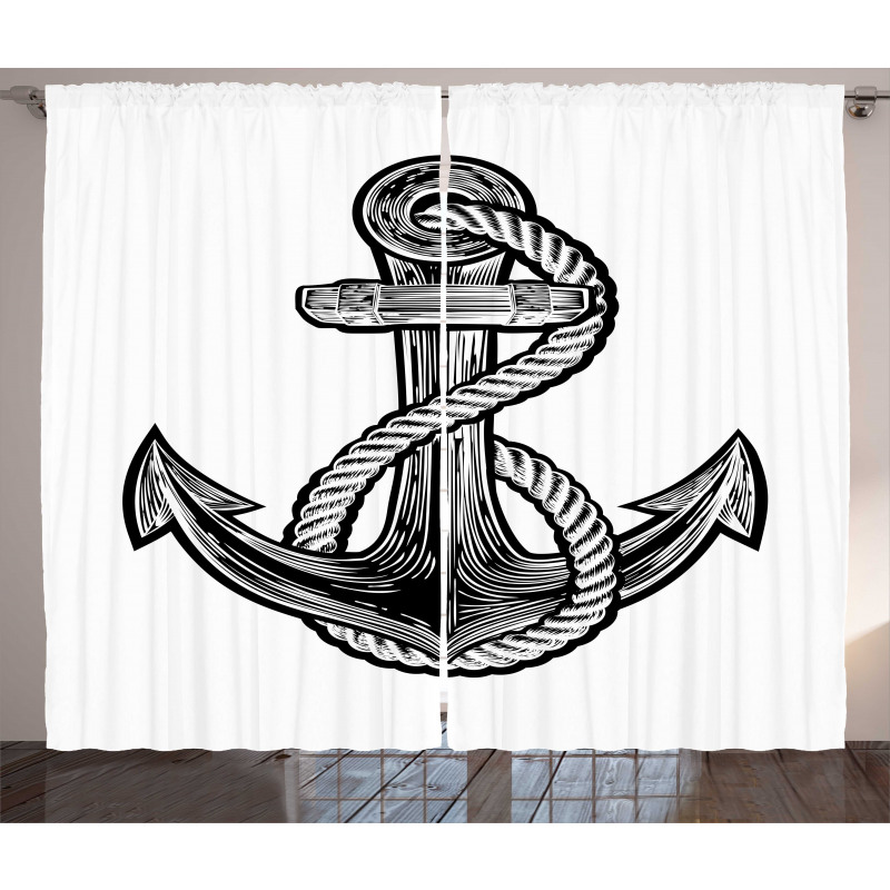 Monochrome Anchor Curtain