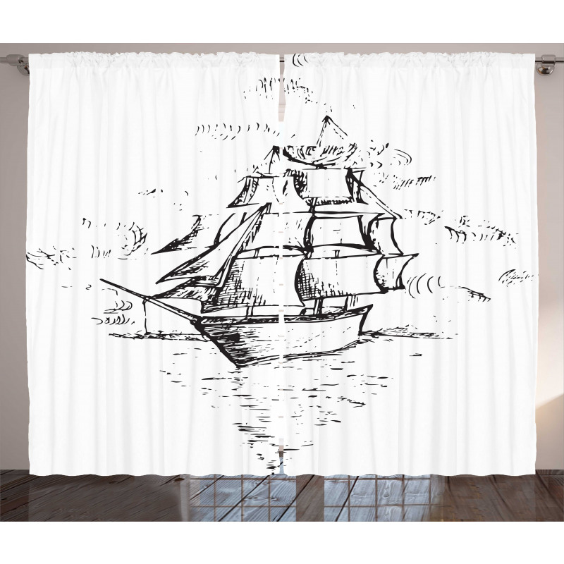 Sailboat Sketch Curtain