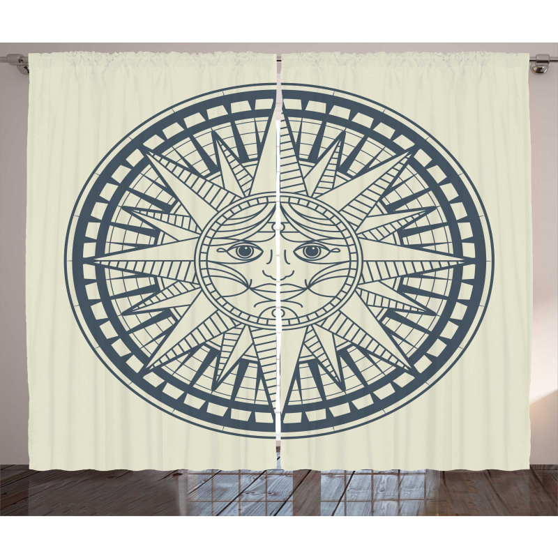 Retro Sun Compass Curtain