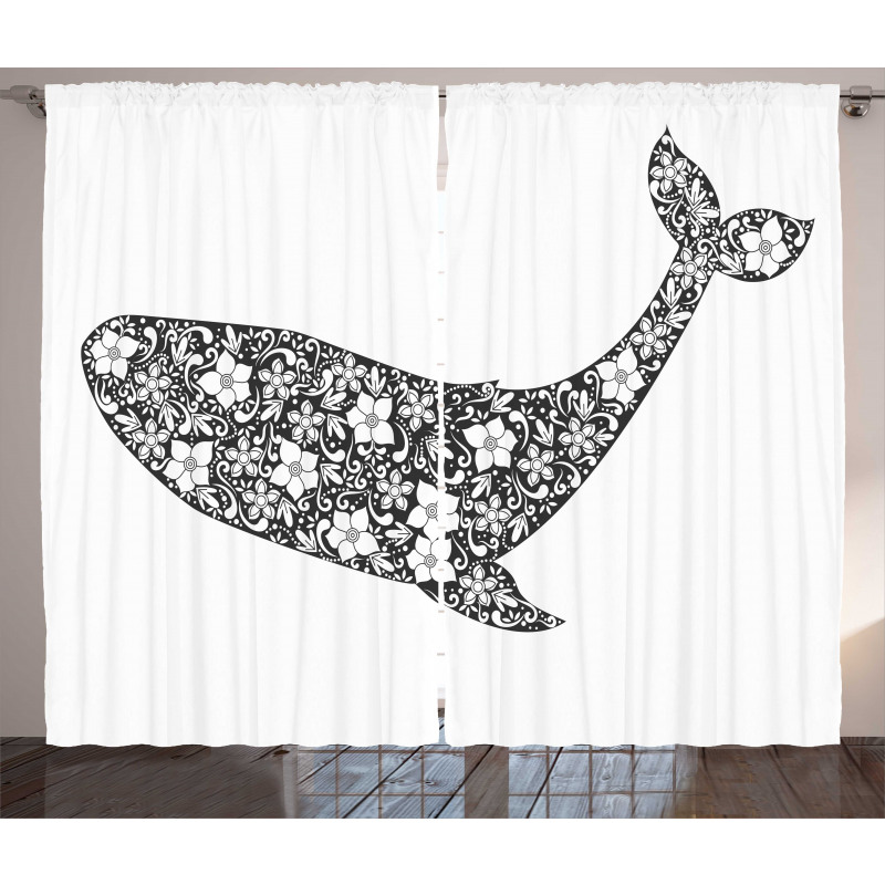 Zentangle Whale Curtain