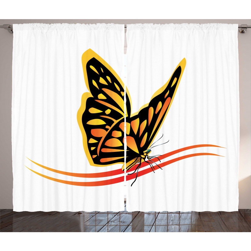 Delicate Spring Moth Art Curtain