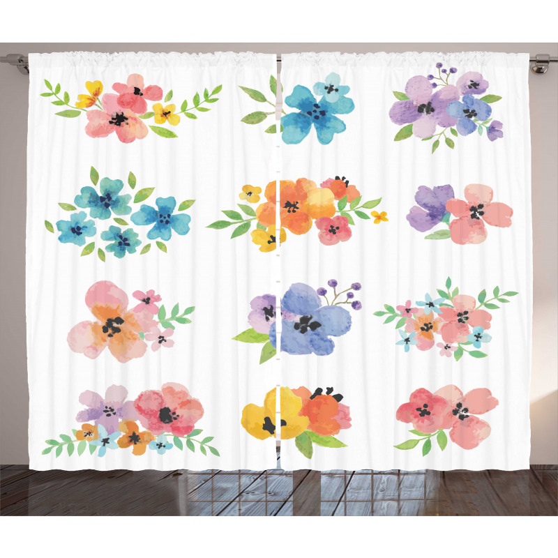 Watercolor Bouquets Curtain