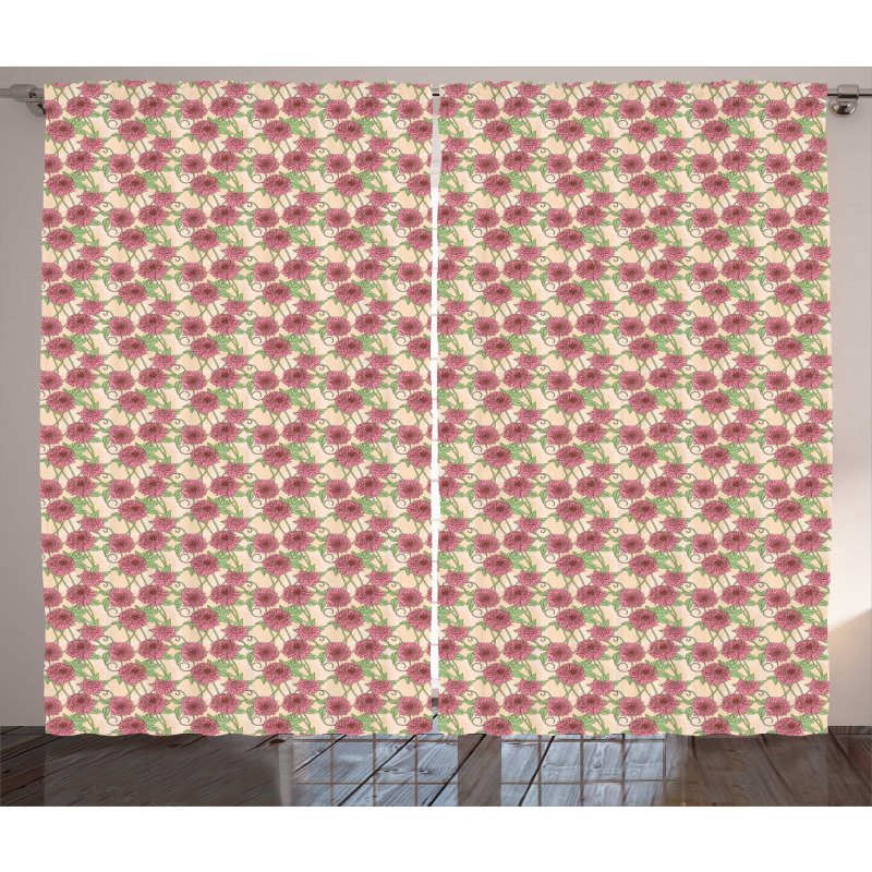 Peonies and Leaves Curtain