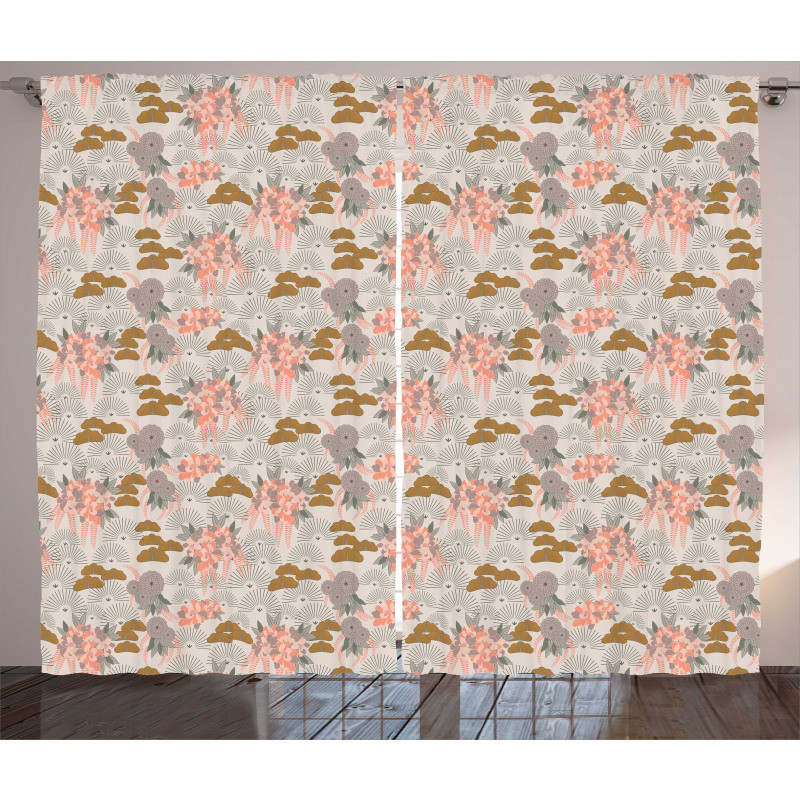 Aster Flowers Scene Curtain