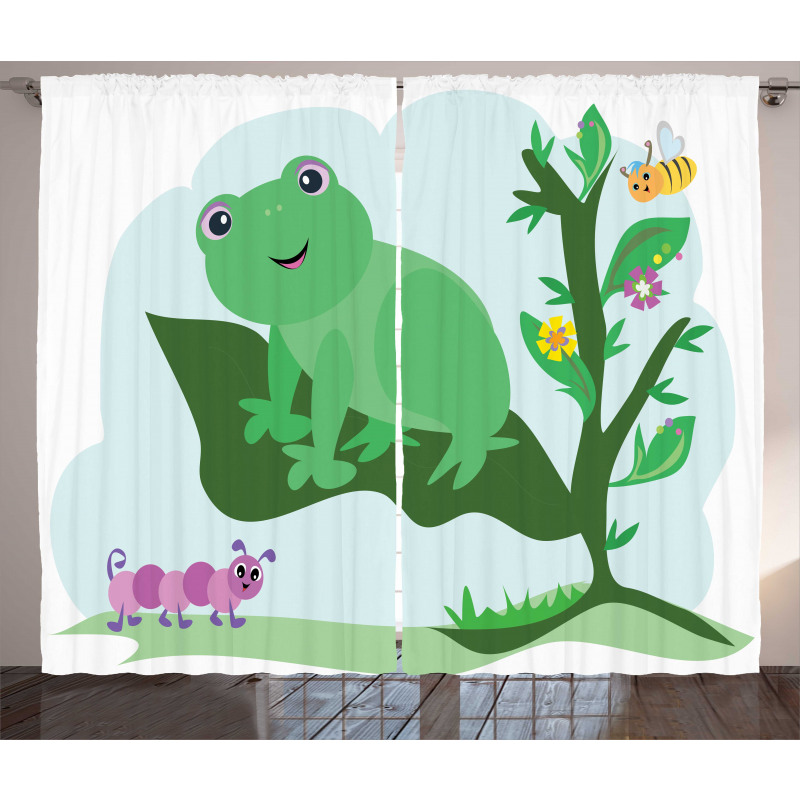 Childish Animals Floral Leaf Curtain