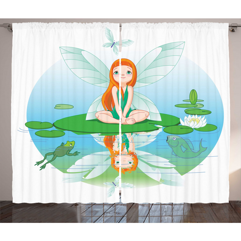 Fairy on Water Lily Leaf Curtain