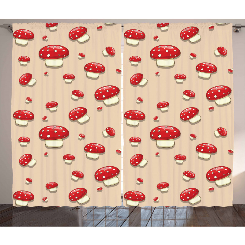 Cartoon Mushrooms Curtain