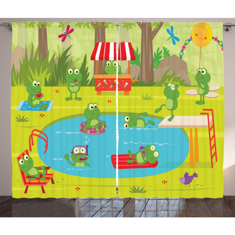 Animal Pool Party Fun Forest Curtain