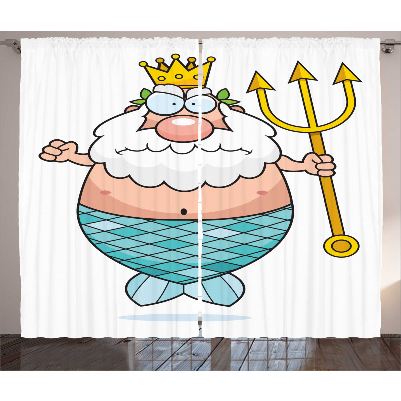 Funny Cartoon Angry King Curtain