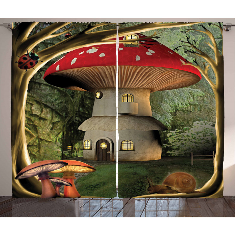Mushroom Magic Forest Curtain