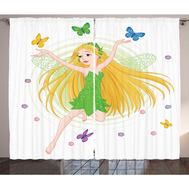 Spring Fairy Butterflies Curtain