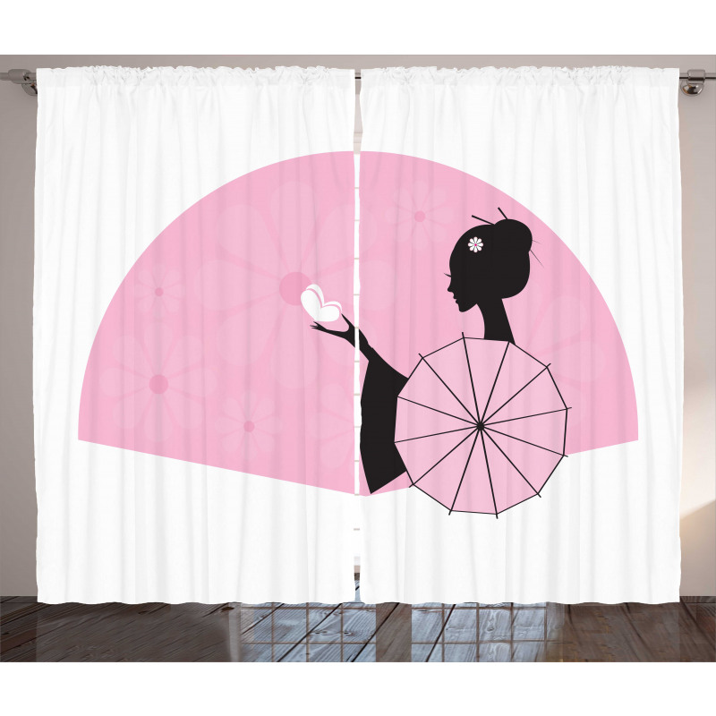 Woman Side Portrait Curtain