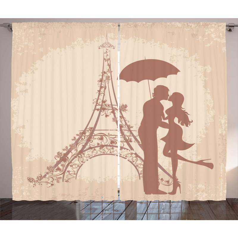 Couple Eiffel Tower Curtain