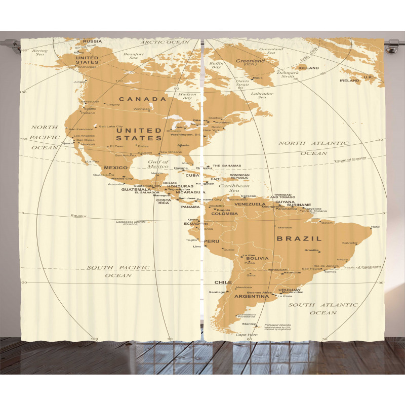 North South America Map Curtain