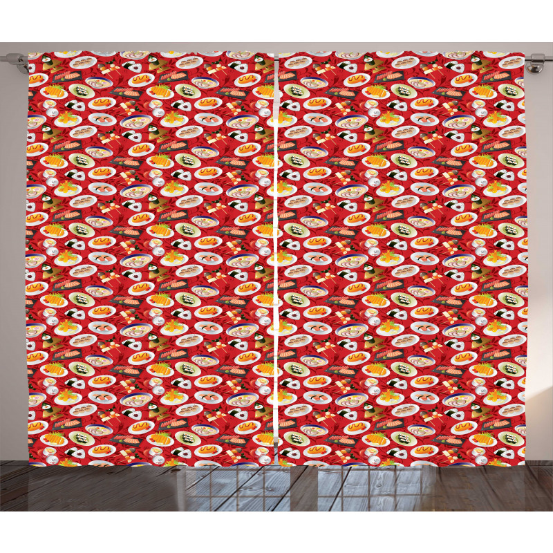 Cartoon Japan Cuisine Meals Curtain