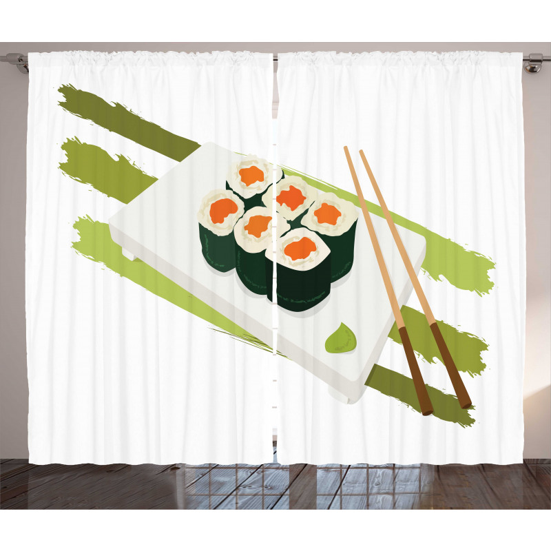 Sushi Maki Plate Chopsticks Curtain