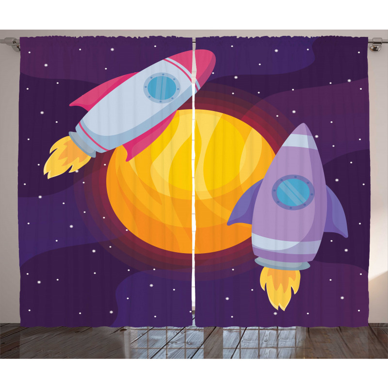 Rocket Spaceship Galactic Curtain