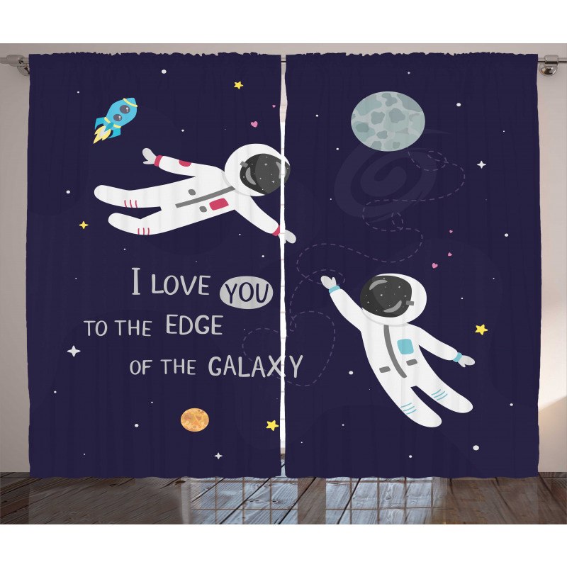 Love Wording Astronauts Curtain