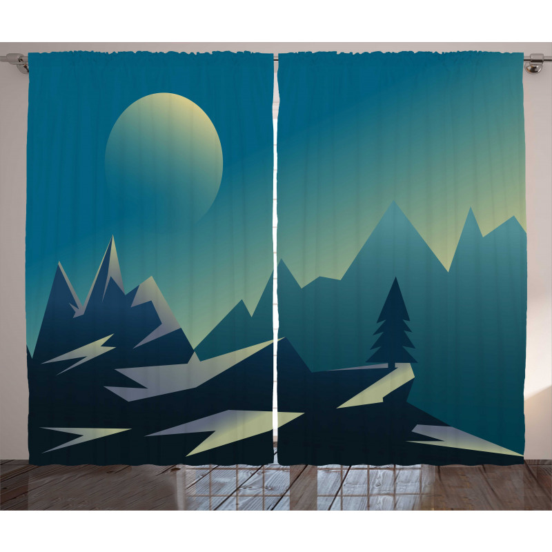 Geometric Landscape Scene Curtain