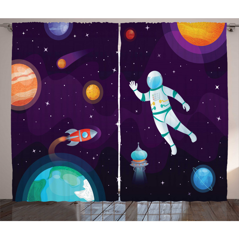 Astronaut in Space System Curtain