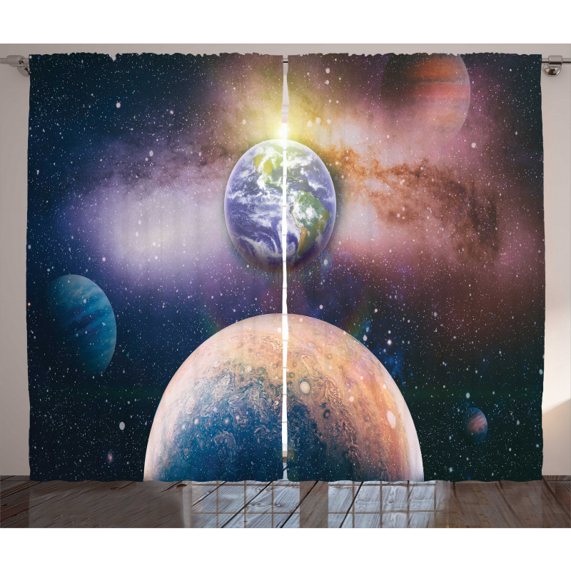 Panoramic Galaxy Scene Curtain