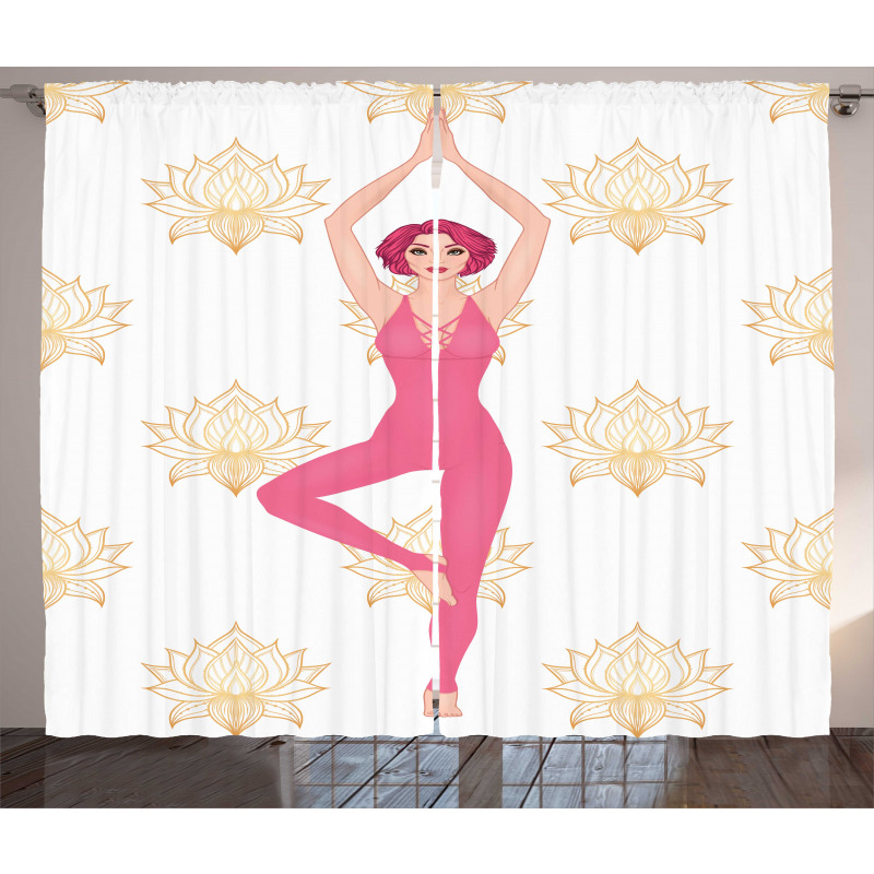 Woman Doing Yoga Lotus Petal Curtain