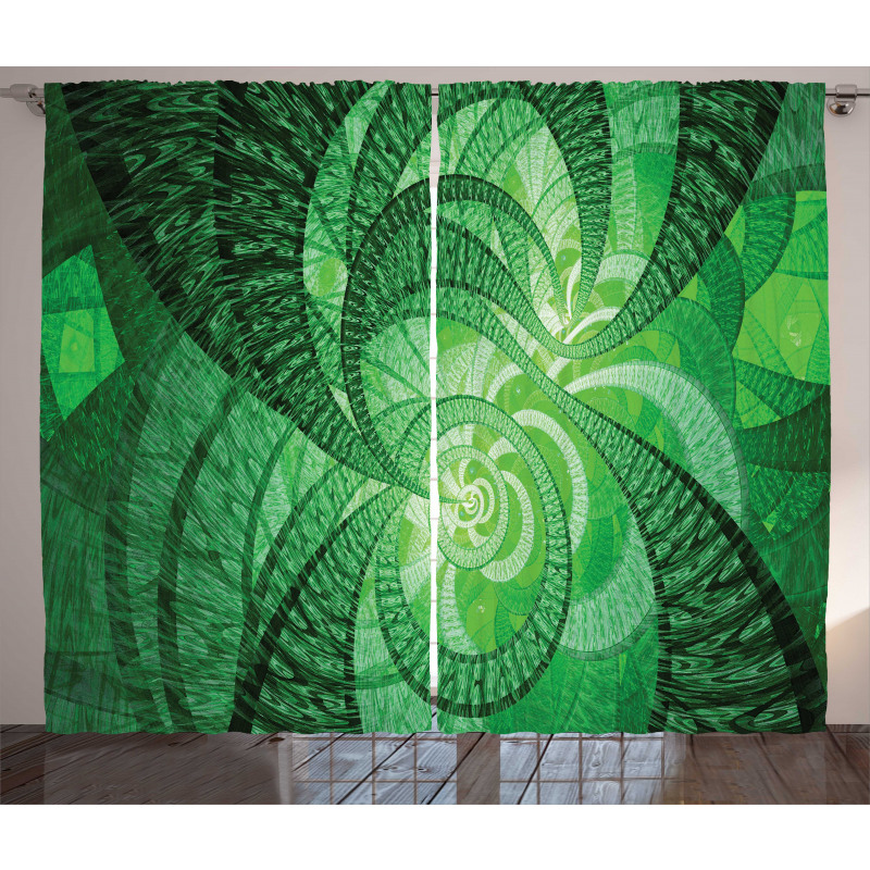 Abstract Swirling Spirals Curtain