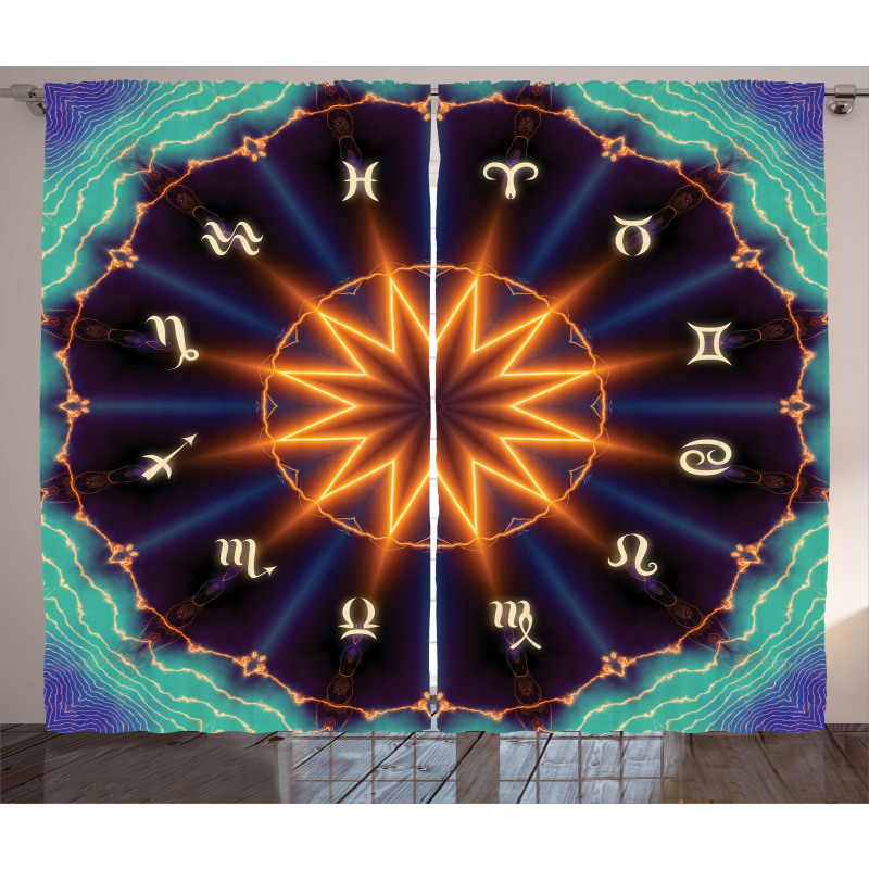 Sun Zodiac Wheel Curtain