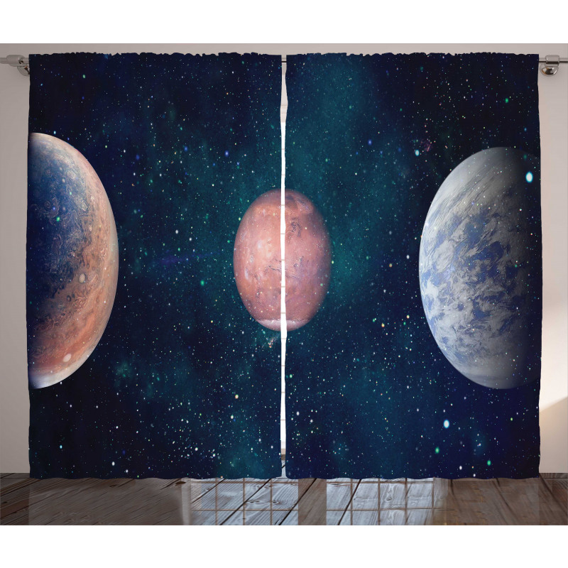 Planets Starry Galaxy Space Curtain