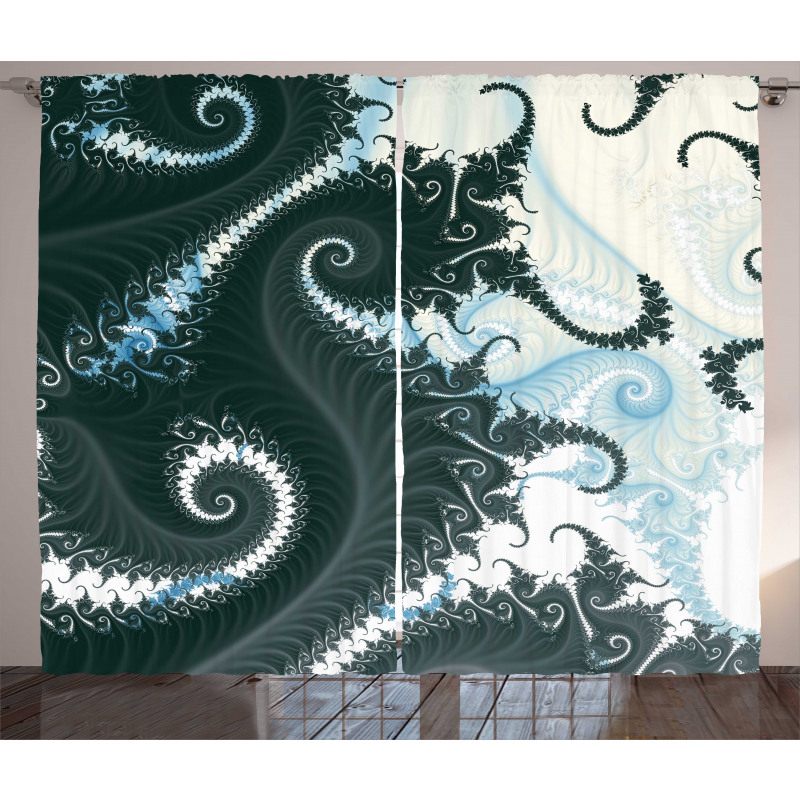 Fractal Motif with Swirls Curtain