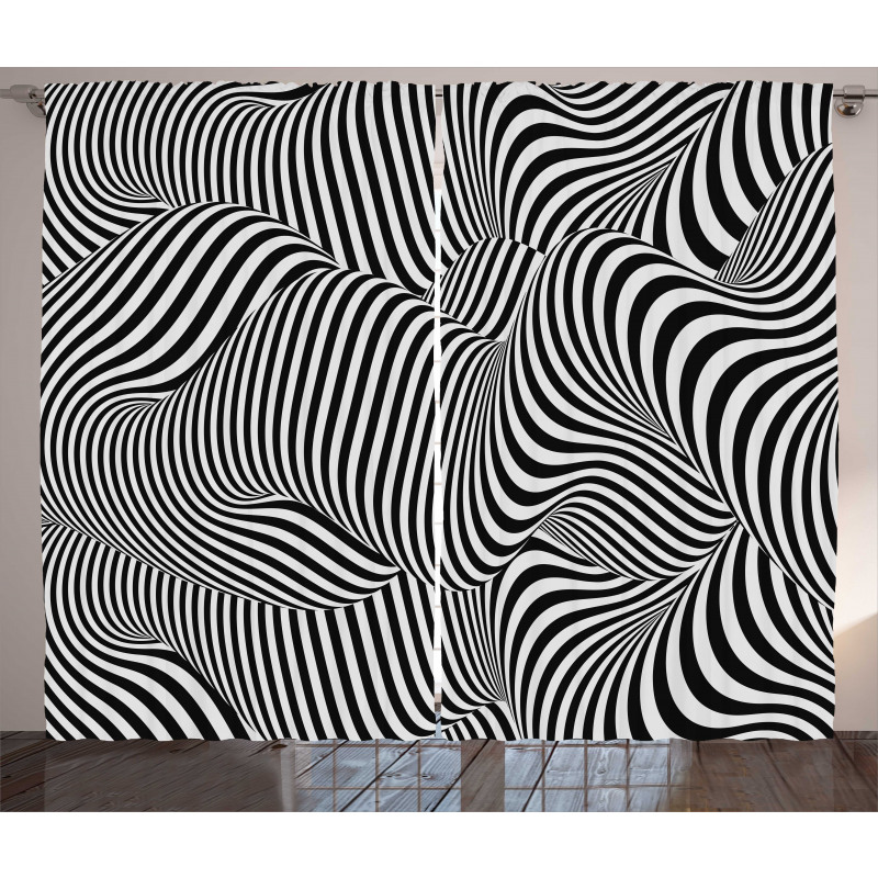 Optical Lines Art Curtain